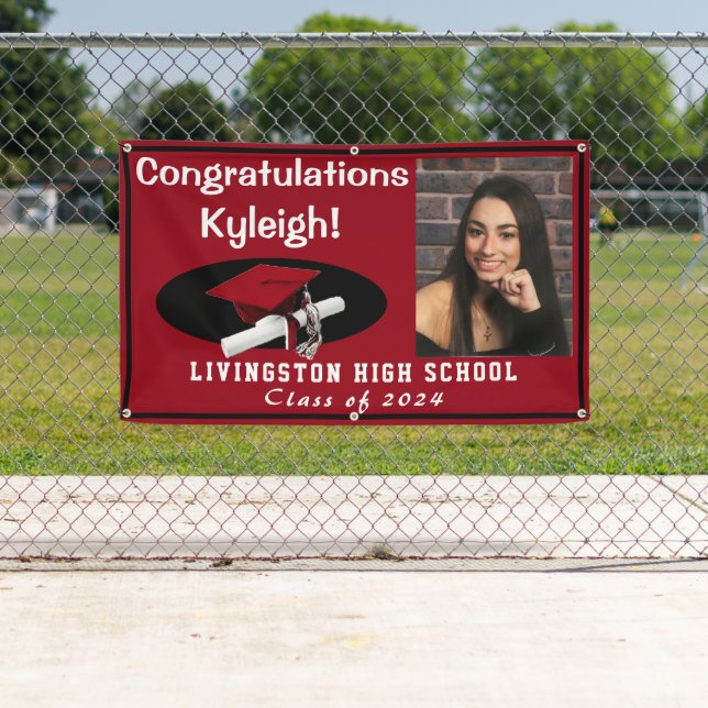 Red and Black Vinyl Graduation Photo Banner (Insitu)