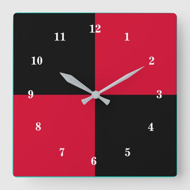 Red and Black Wall Clock Modern Design (Front)