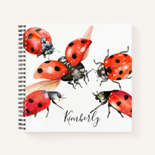 Red and Black Watercolor Ladybug Notebook