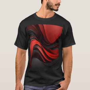 Red and Black Waves Design T-Shirt
