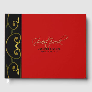 Red and Black Wedding Guest Book
