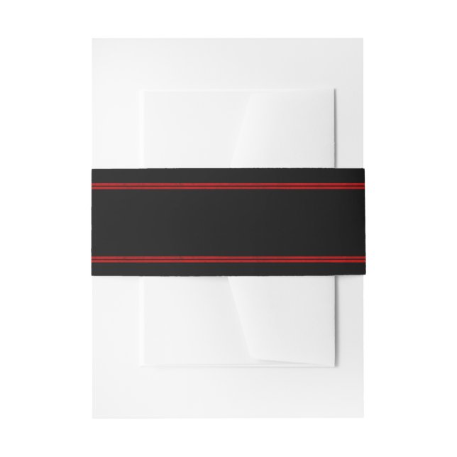 Red and Black Wedding Invitation Belly Band (Front Example)
