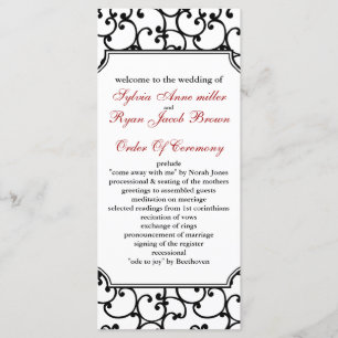 red and black Wedding program