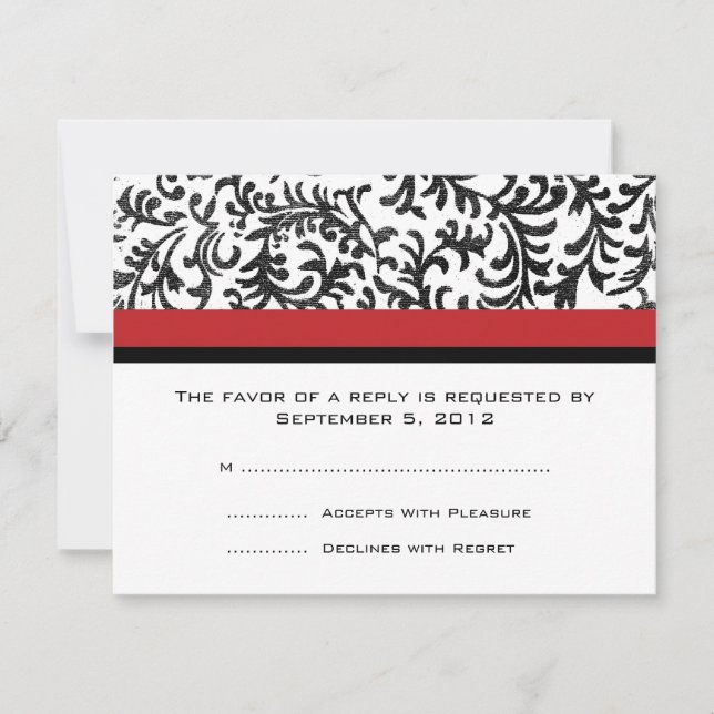 Red and Black Wedding RSVP Card (Front)