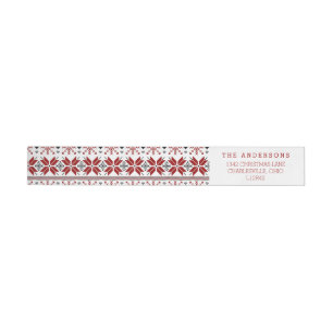 Red and Black Winter Fair Isle Pattern Wrap Around Label