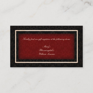 Red and Black Winter Wedding Gift Registry Card