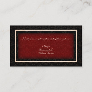 Red and Black Winter Wedding Gift Registry Card