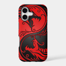 Red and Black Yin Yang Dragons