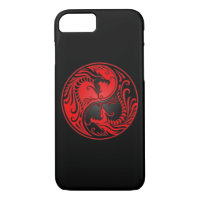 Red and Black Yin Yang Dragons