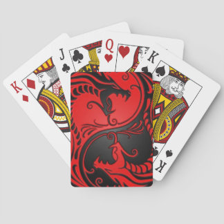 Red and Black Yin Yang Dragons Playing Cards