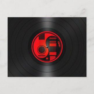 Red and Black Yin Yang Guitars Vinyl Graphic Postcard
