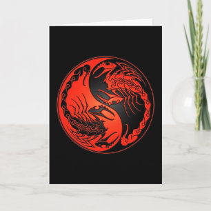 Red and Black Yin Yang Scorpions Card