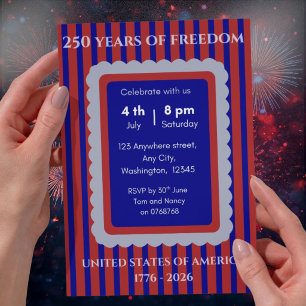 Red and Blue 250th Anniversary Party  Invitation