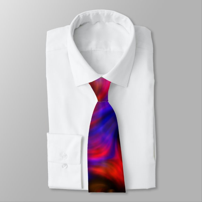 Red and Blue Abstract Swirls Tie (Tied)