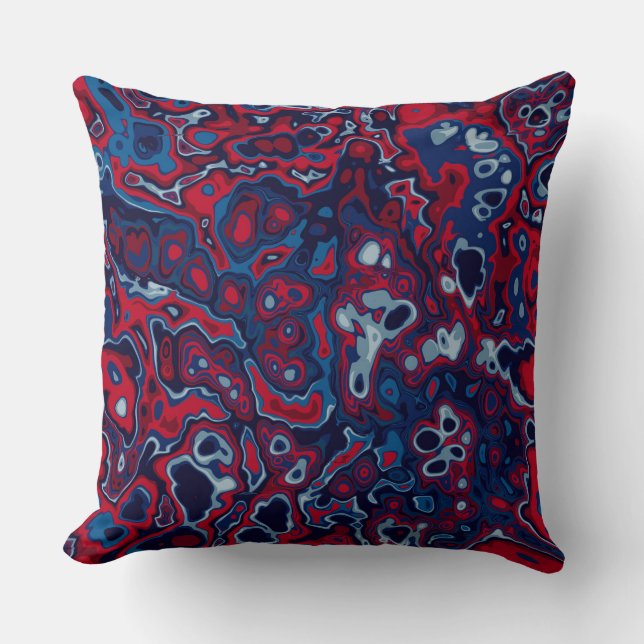 Red and Blue abstract Throw Pillow (Front)
