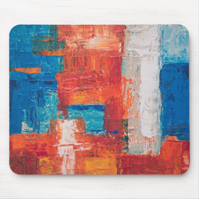 Red and Blue Acrylic Painting Abstract Art Abstrac Mouse Pad (Front)