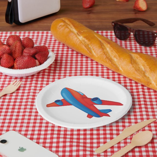 Red And Blue Aeroplane Paper Plates (Picnic)