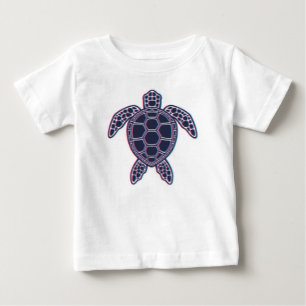 Red And Blue Anaglyph 3D Glitch Effect Sea Turtle Baby T-Shirt