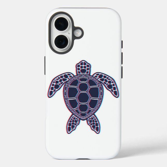 Red And Blue Anaglyph 3D Glitch Effect Sea Turtle Case-Mate iPhone Case (Back)