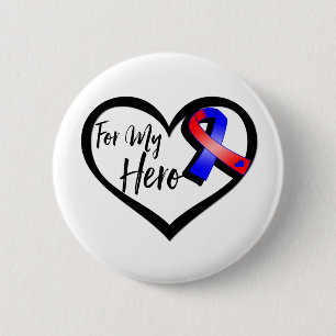Red and Blue Awareness Ribbon For My Hero 2 Inch Round Button