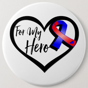Red and Blue Awareness Ribbon For My Hero 6 Inch Round Button
