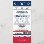 Red and Blue Bar Mitzvah Baseball Ticket Invitation<br><div class="desc">Navy Blue, Red, White and Grey Baseball Ticket with the Star of David for your Bar Mitzvah Invitation. Two football helmets for your initials and centre Star of David in a faded blue colour. If you need a different colour combination or any other design changes please email paula@labellarue.com BEFORE CUSTOMIZING...</div>