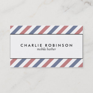 Red and blue barber striped business card