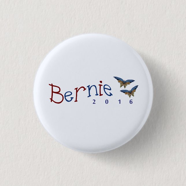 Red and Blue Bernie Sanders for President Button (Front)