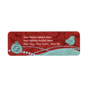 Red and Blue Bird Return Address Labels
