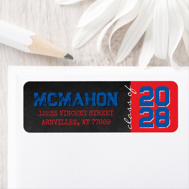 Red and Blue Chalkboard Graduation Return Address (Creator Uploaded)