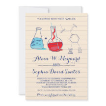 Red and Blue Chemistry Wedding Invitations