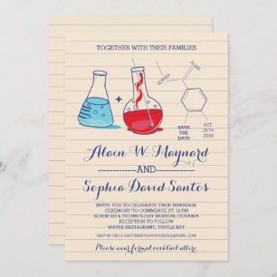Red and Blue Chemistry Wedding Invitations