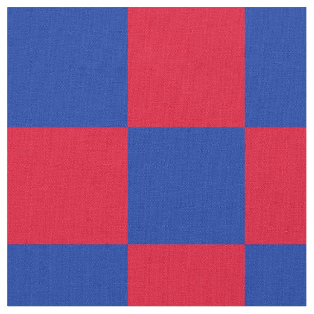 Red and blue chequerboard pattern fabric (Close Up)