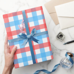 Red and Blue Chex  Wrapping Paper