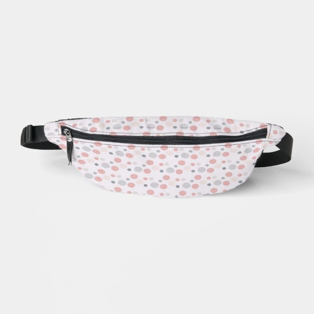 Red and blue circles on white fanny pack (Front)
