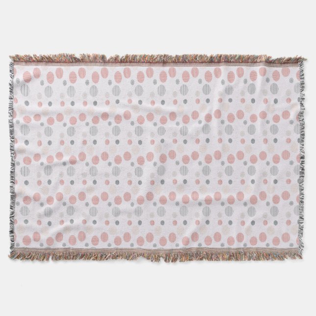 Red and blue circles on white throw blanket (Front)