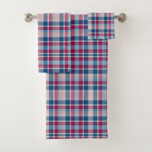 Red and Blue Classic Plaid Bath Towel Set