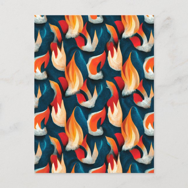 Red And Blue Colourful Flame Pattern Postcard (Front)