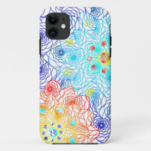 Red and Blue Colourful Floral iPhone 11 Case