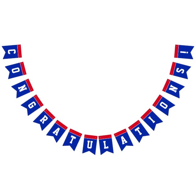 Red and Blue Congratulations Graduation Bunting Flags (All)