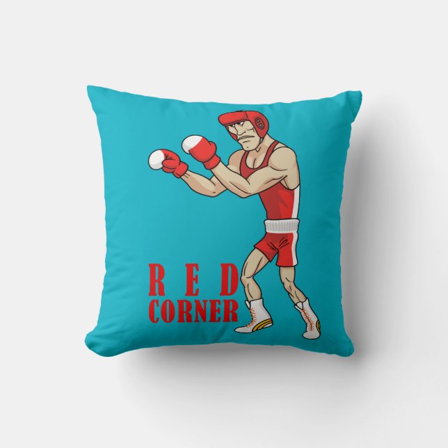 red and blue corner boxers throw pillow (Front)