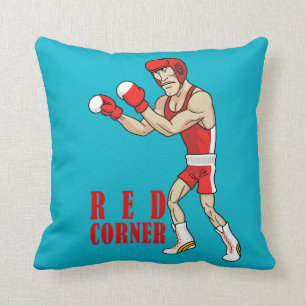 red and blue corner boxers throw pillow