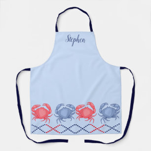 Red and Blue Crabs Personalized Apron