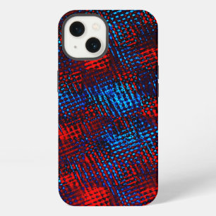 Red and blue crossed scratches in squares or cubes iPhone 13 case