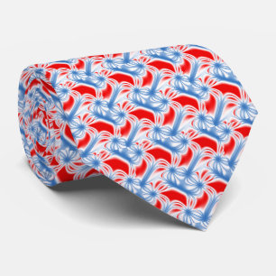 Red and blue curved fractal pattern tie