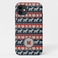 Red and blue Custom Name knitted Pattern 