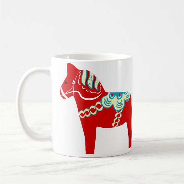 Red and Blue Dala Horse Coffee Mug (Left)