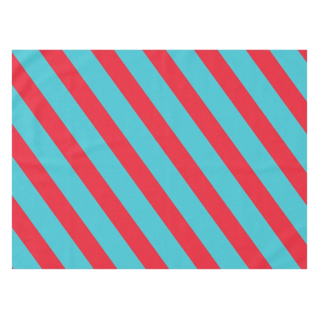 Red and Blue Diagonal Stripe Tablecloth (Front (Horizontal))