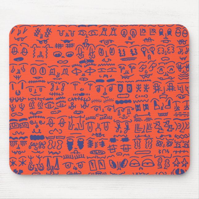 Red and Blue Doodle Mouse Pad - Abstract Line Art (Front)