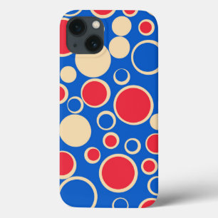 Red And Blue Dots On Blue iPhone 13 Case
